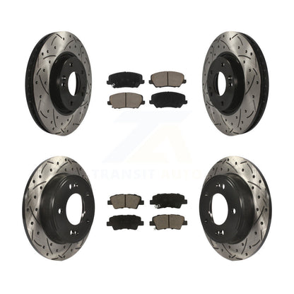 Drilled Slot Brake Rotor Ceramic Pad Front Rear Kit For Kia Forte Forte5 Hyundai