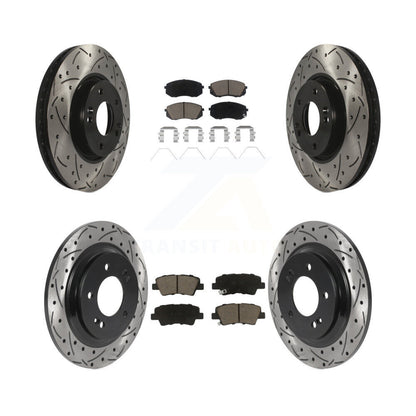Drill Slot Disc Brake Rotor Ceramic Pad Front Rear Kit For 2017-2019 Kia Soul EV