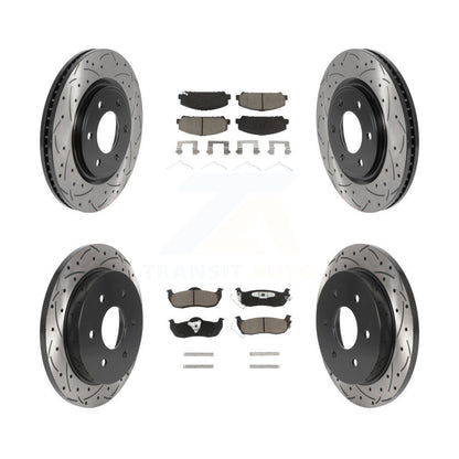 Drilled Slot Brake Rotor Ceramic Pad Front Rear Kit For Nissan TITAN Armada QX56