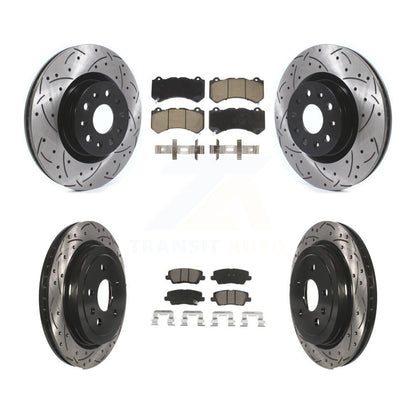 Coated Drilled Slot Disc Brake Rotor Ceramic Pad Front Rear Kit For Cadillac CTS