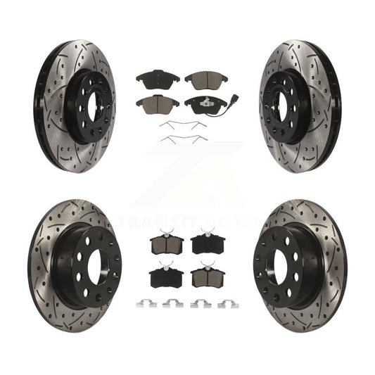 Drilled Slot Brake Rotors Ceramic Pad Front Rear Kit For Volkswagen Jetta Beetle