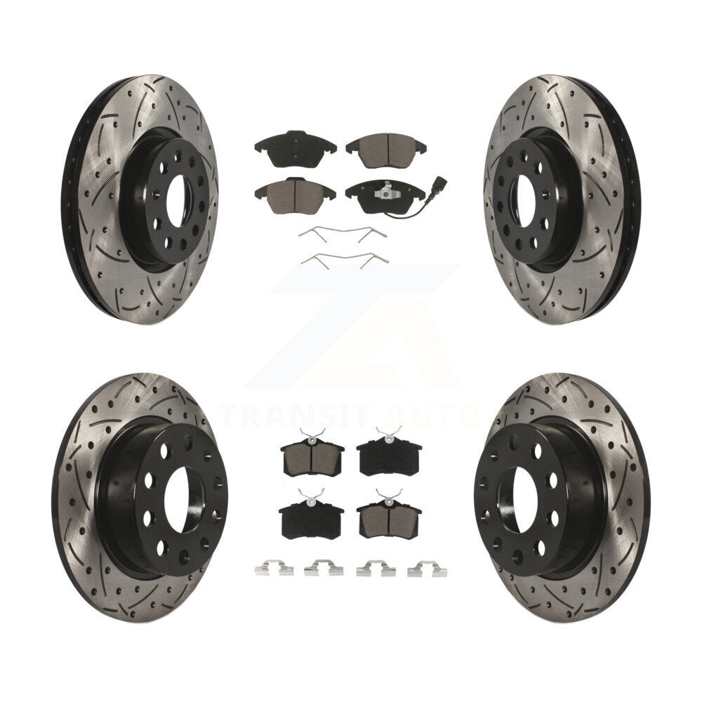 Drilled Slot Brake Rotors Ceramic Pad Front Rear Kit For Volkswagen Jetta Beetle