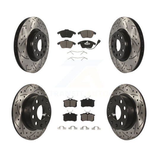 Drilled Slot Brake Rotors Ceramic Pad Front Rear Kit For Volkswagen Jetta Beetle