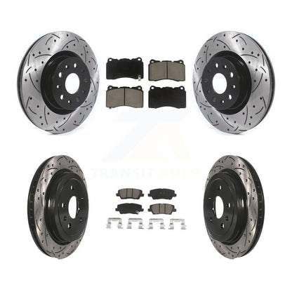 Coated Drilled Slot Disc Brake Rotor Ceramic Pad Front Rear Kit For Cadillac CTS