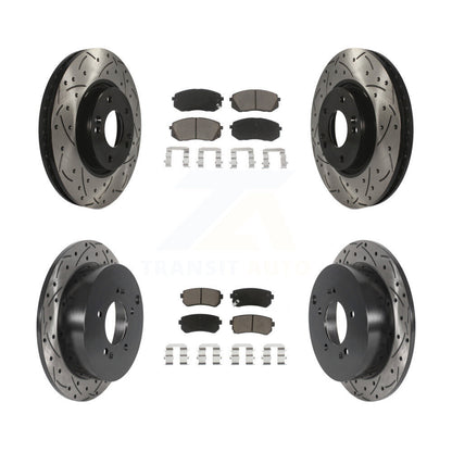 Drilled Slot Disc Brake Rotors Ceramic Pad Front Rear Kit For Hyundai Tucson Kia
