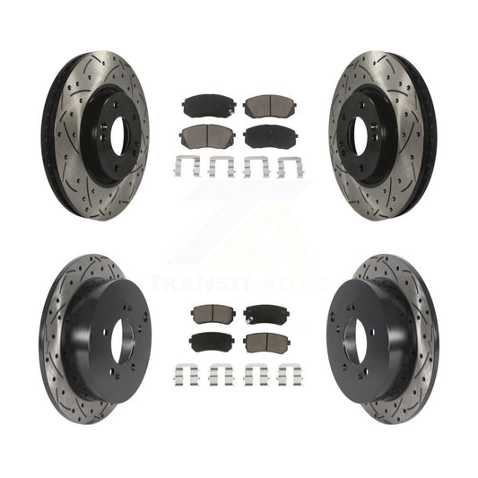 Drilled Slot Disc Brake Rotors Ceramic Pad Front Rear Kit For Hyundai Tucson Kia