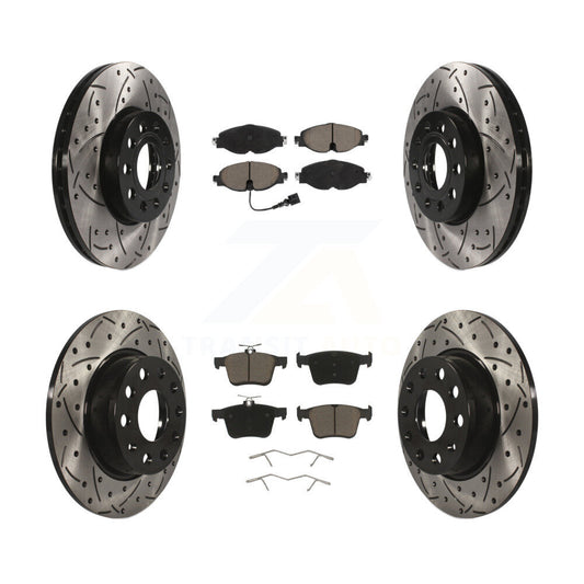 Drilled Slot Brake Rotors Ceramic Pad Front Rear Kit For Volkswagen Taos Audi A3