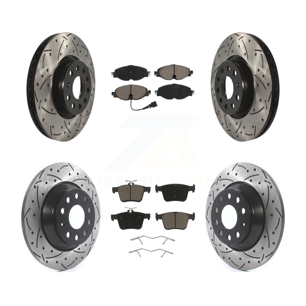 Coat Drill Slot Disc Brake Rotors Ceramic Pad Front Rear Kit For Audi TT Quattro