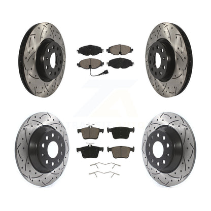 Coat Drill Slot Disc Brake Rotors Ceramic Pad Front Rear Kit For Audi TT Quattro