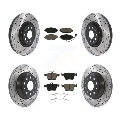 Drilled Slot Brake Rotors Ceramic Pad Front Rear Kit For Volkswagen Tiguan Jetta