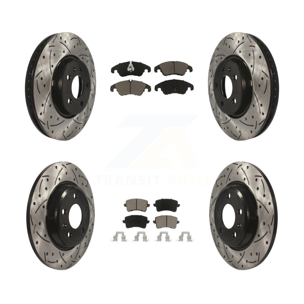 Drill Slot Disc Brake Rotor Ceramic Pad Front Rear Kit For Audi Q5 A4 Quattro A5