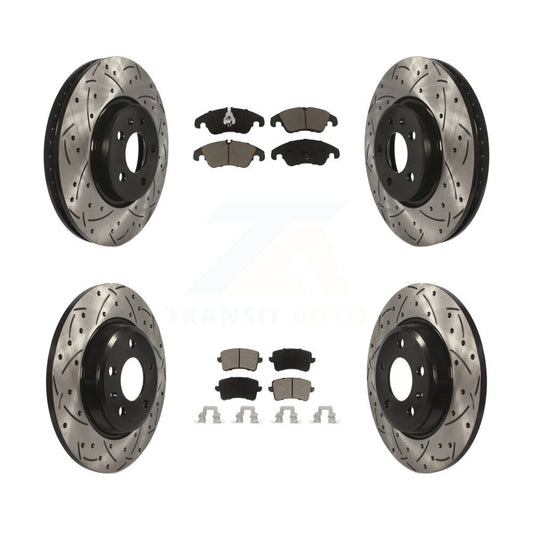 Drill Slot Disc Brake Rotor Ceramic Pad Front Rear Kit For Audi Q5 A4 Quattro A5