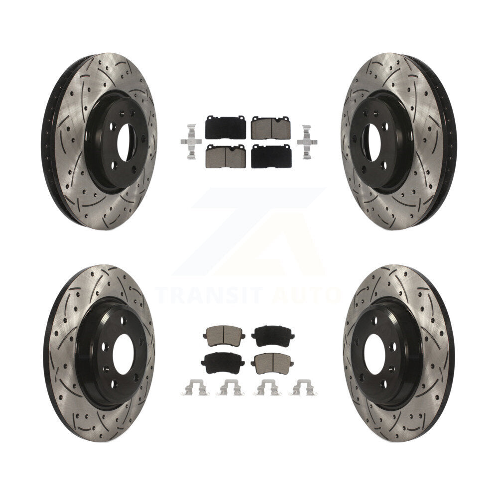 Coated Drilled Slotted Disc Brake Rotor & Ceramic Pad Front Rear Kit For Audi Q5