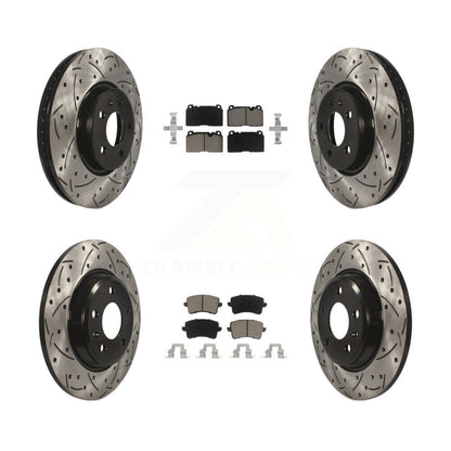 Coated Drilled Slotted Disc Brake Rotor & Ceramic Pad Front Rear Kit For Audi Q5