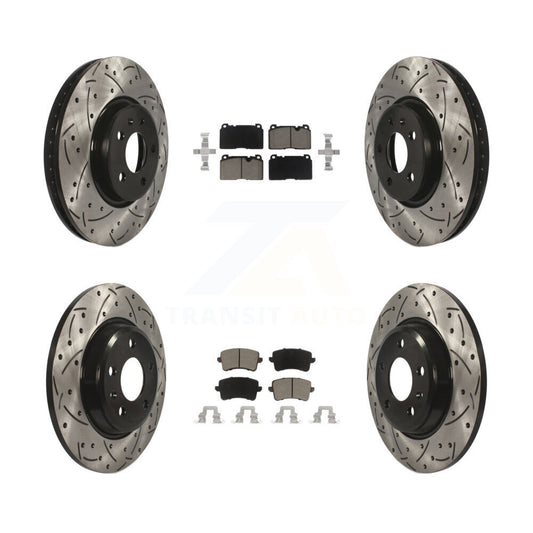 Coated Drilled Slotted Disc Brake Rotor & Ceramic Pad Front Rear Kit For Audi Q5