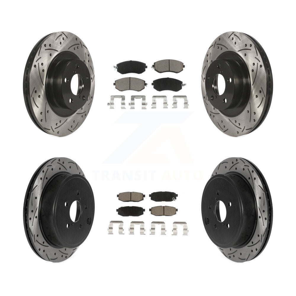 Drill Slot Brake Rotors Ceramic Pad Front Rear Kit For Subaru BRZ Toyota 86 GR86