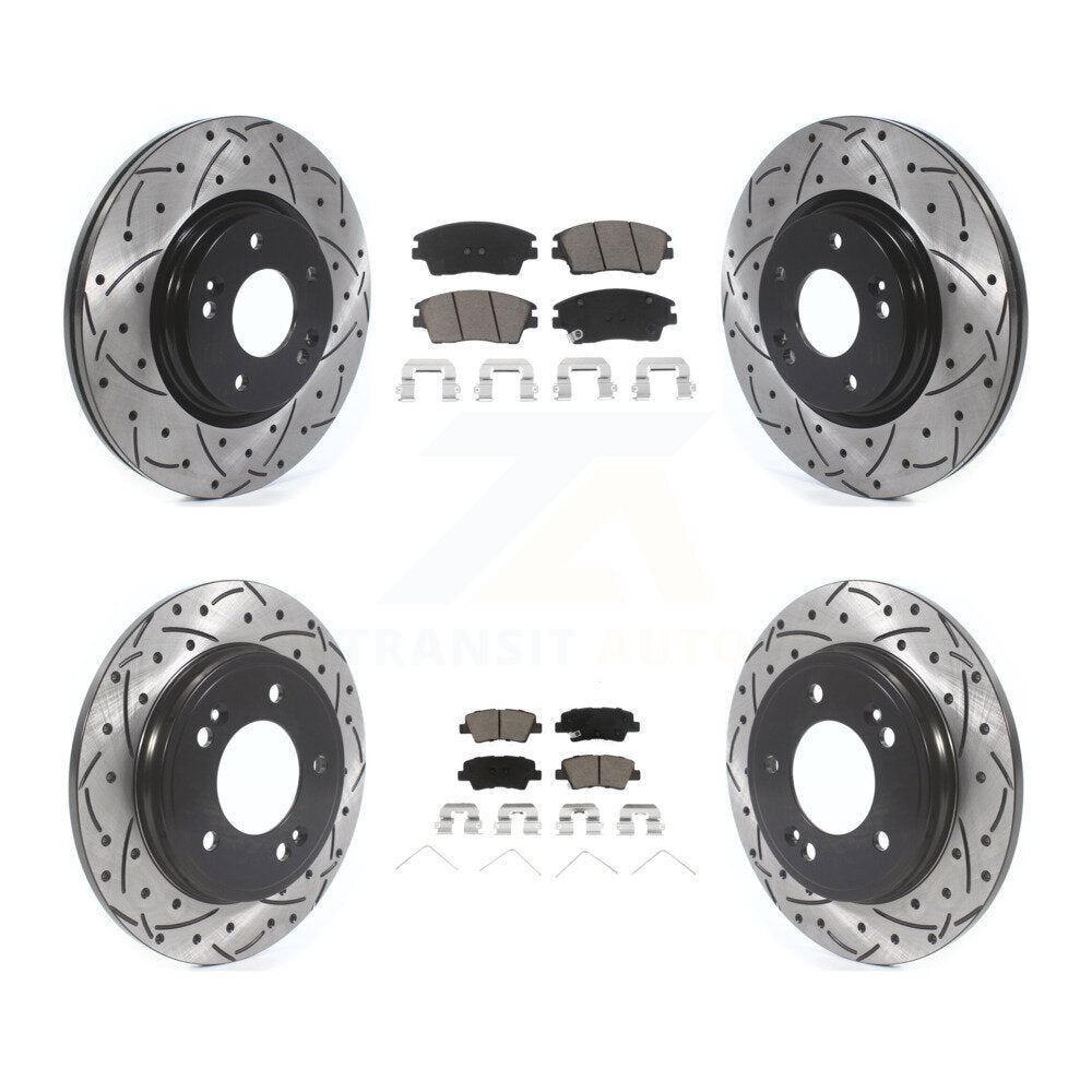 Drill Slot Brake Rotor Ceramic Pad Front Rear Kit For 17-20 Hyundai Elantra 1.6L