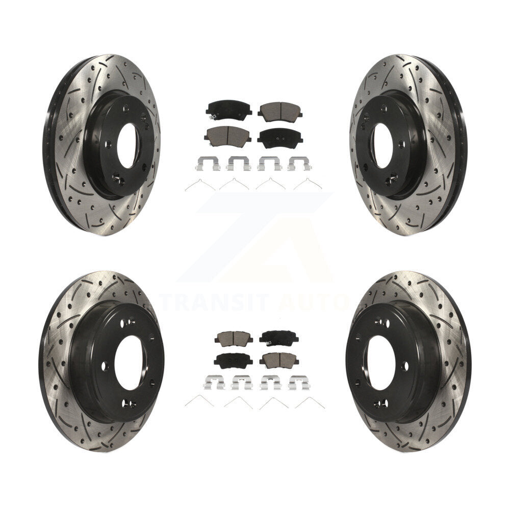 Drill Slot Brake Rotor Ceramic Pad Front Rear Kit For 17-20 Hyundai Elantra 2.0L