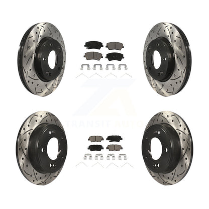 Drill Slot Brake Rotor Ceramic Pad Front Rear Kit For 17-20 Hyundai Elantra 2.0L