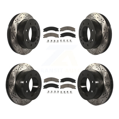 Drill Slot Brake Rotors Ceramic Pad Front Rear Kit For GMC Chevrolet Sierra 2500
