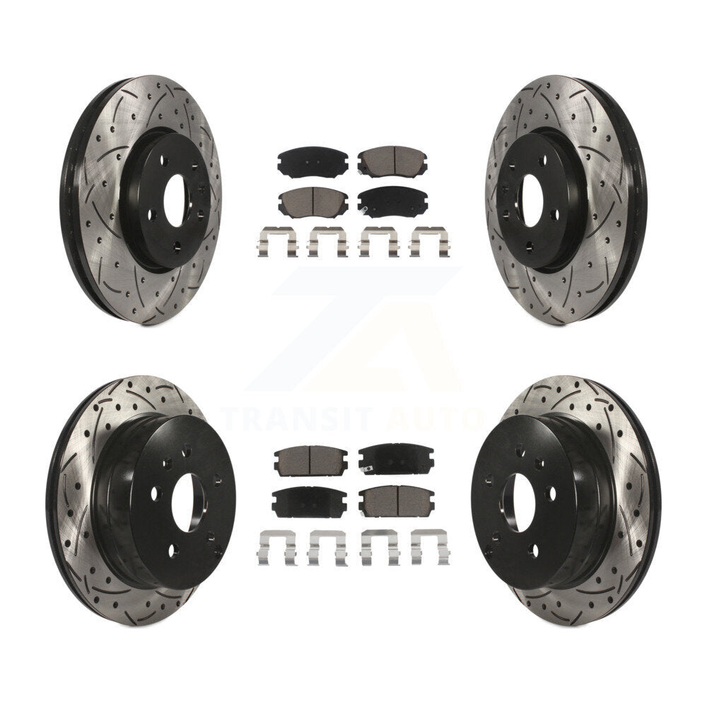 Drill Slot Disc Brake Rotor Ceramic Pad Front Rear Kit For Chevrolet Equinox GMC