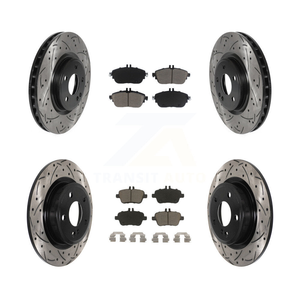 Drill Slot Brake Rotors Ceramic Pad Front Rear Kit For Mercedes-Benz GLA250 B250