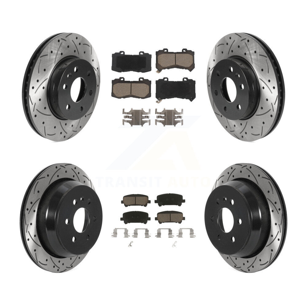 Drilled Slot Brake Rotor & Ceramic Pad Front Rear Kit For Chevrolet Colorado GMC