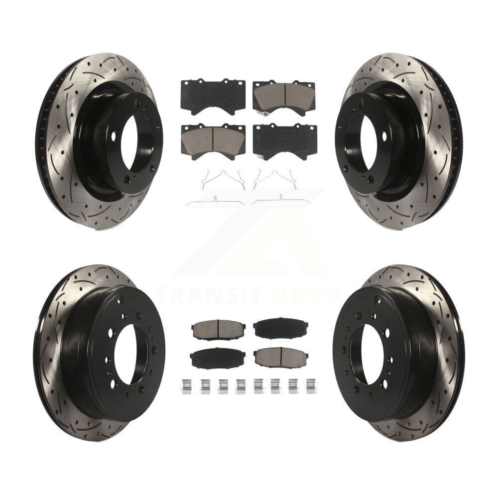 Drill Slot Brake Rotor Ceramic Pad Front Rear Kit For Toyota Tundra Sequoia Land