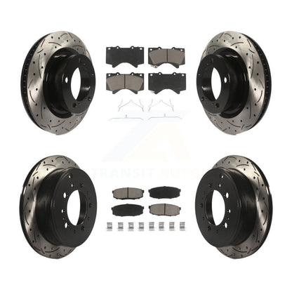Drill Slot Brake Rotor Ceramic Pad Front Rear Kit For Toyota Tundra Sequoia Land