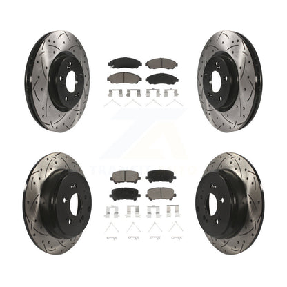 Drill Slot Brake Rotors Ceramic Pad Front Rear Kit For Honda Pilot Acura MDX ZDX