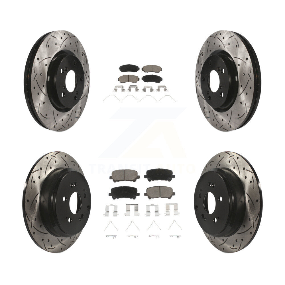 Drilled Slot Brake Rotors Ceramic Pad Front Rear Kit For 2011-2014 Honda Odyssey