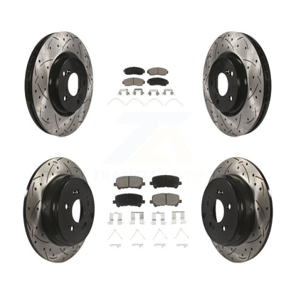Drilled Slot Brake Rotors Ceramic Pad Front Rear Kit For 2011-2014 Honda Odyssey