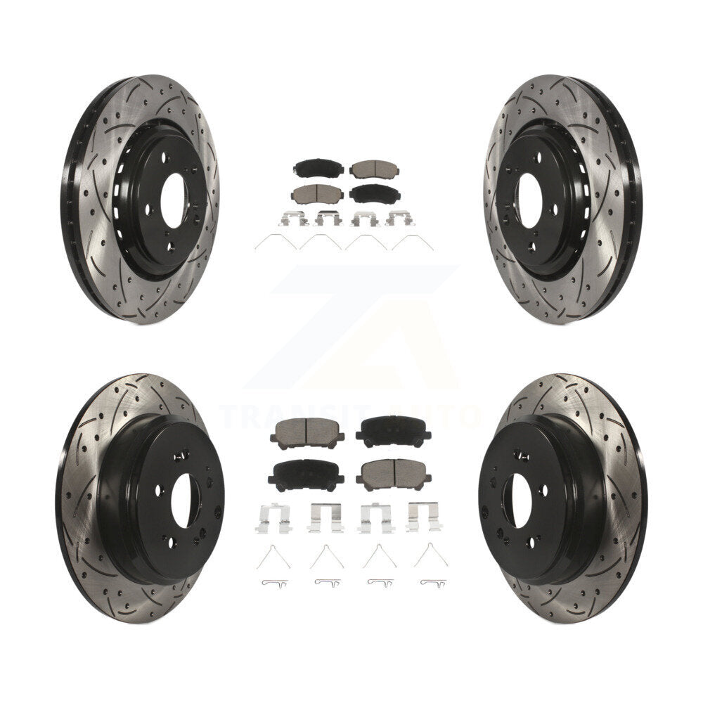 Drilled Slot Brake Rotors Ceramic Pad Front Rear Kit For 2015-2017 Honda Odyssey