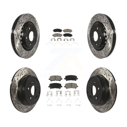 Drilled Slot Brake Rotors Ceramic Pad Front Rear Kit For 2015-2017 Honda Odyssey