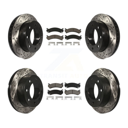Drill Slot Brake Rotors Ceramic Pad Front Rear Kit For Chevrolet GMC Sierra 2500
