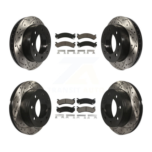 Drill Slot Brake Rotors Ceramic Pad Front Rear Kit For Chevrolet GMC Sierra 2500