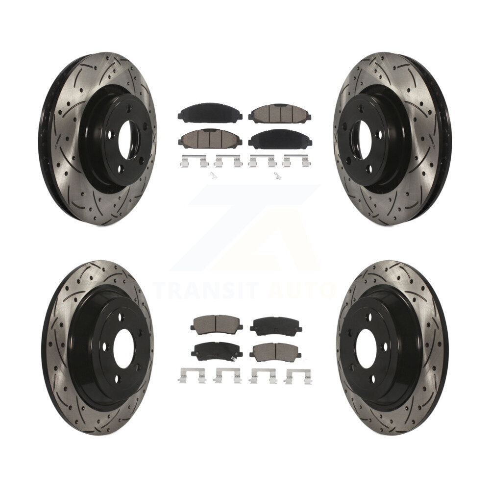 Drill Slot Brake Rotors Ceramic Pad Front Rear Kit For Ford Mustang V6 with 3.7L