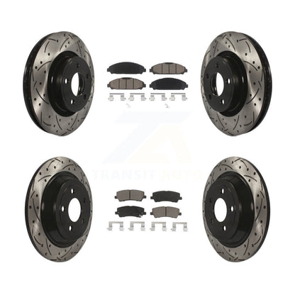 Drill Slot Brake Rotors Ceramic Pad Front Rear Kit For Ford Mustang V6 with 3.7L