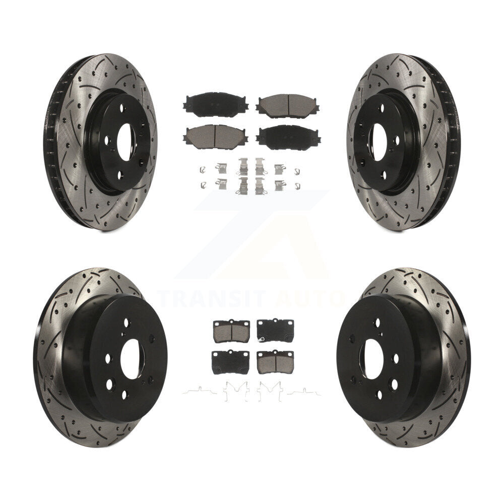 Coated Drilled Slot Disc Brake Rotors Ceramic Pad Front Rear Kit For Lexus IS250