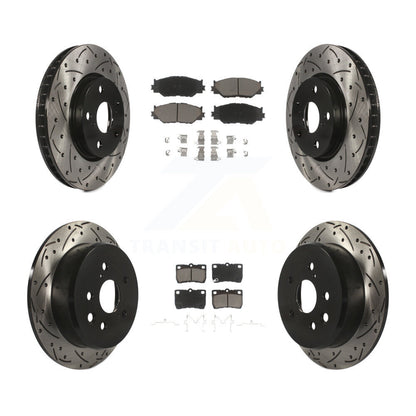 Coated Drilled Slot Disc Brake Rotors Ceramic Pad Front Rear Kit For Lexus IS250