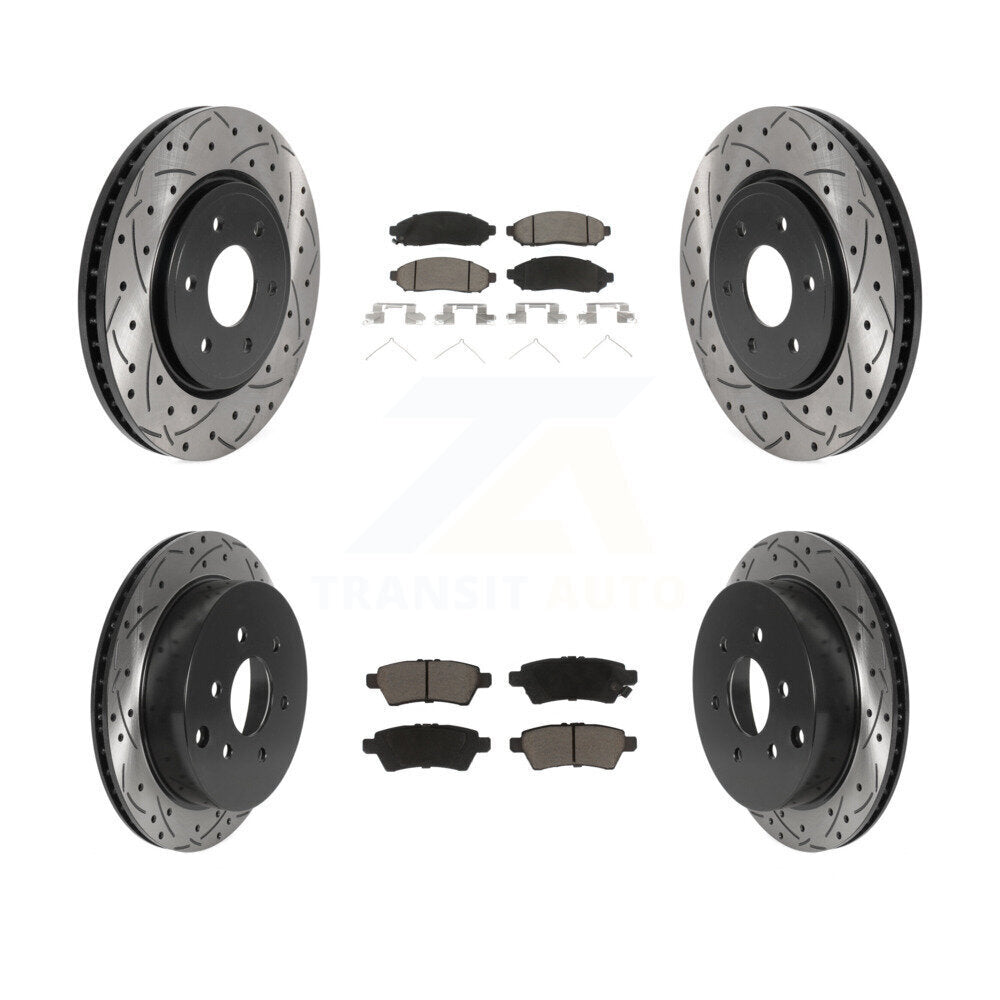 Drilled Slot Brake Rotors Ceramic Pad Front Rear Kit For 2006-2007 Nissan Xterra