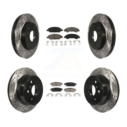 Drill Slot Brake Rotors Ceramic Pad Front Rear Kit For Chevrolet GMC Sierra 1500