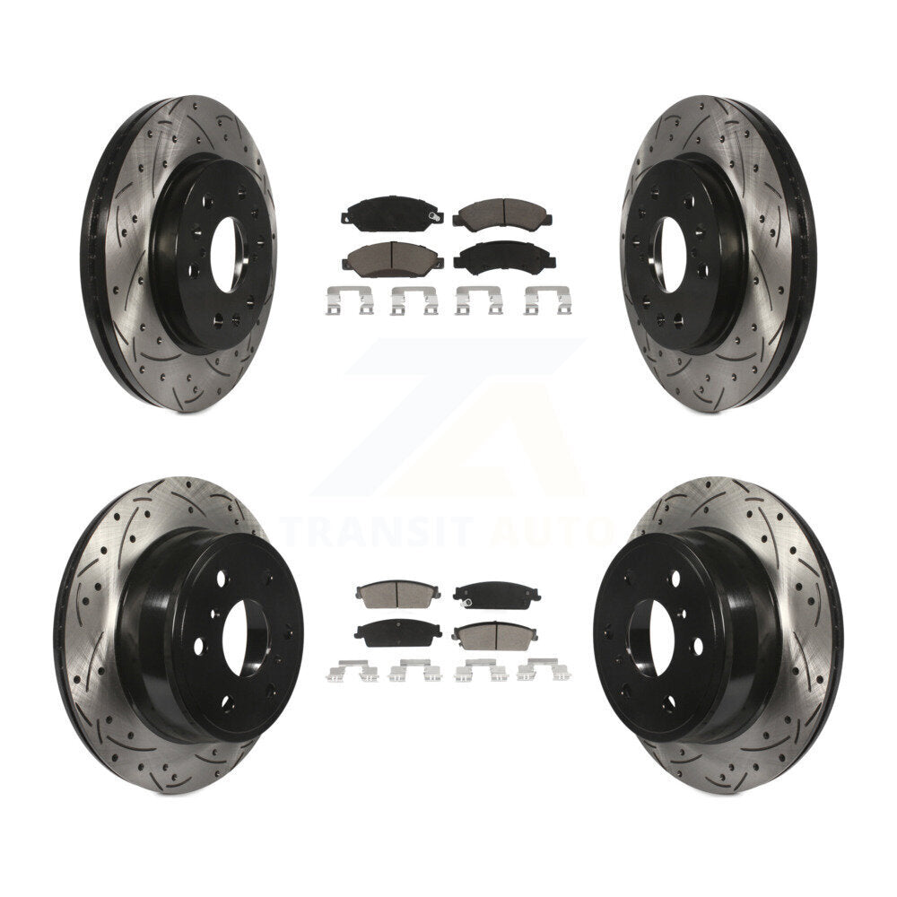 Drill Slot Brake Rotor Ceramic Pad Front Rear Kit For Chevrolet Avalanche GMC XL