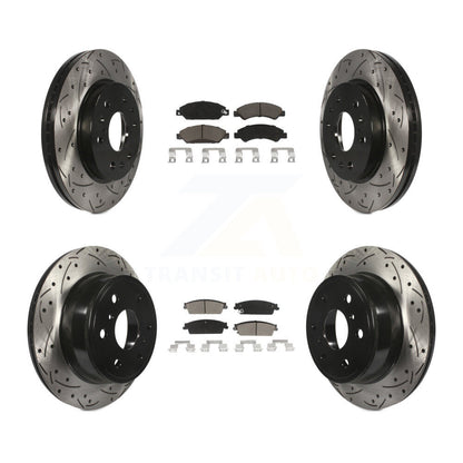 Drill Slot Brake Rotor Ceramic Pad Front Rear Kit For Chevrolet Avalanche GMC XL