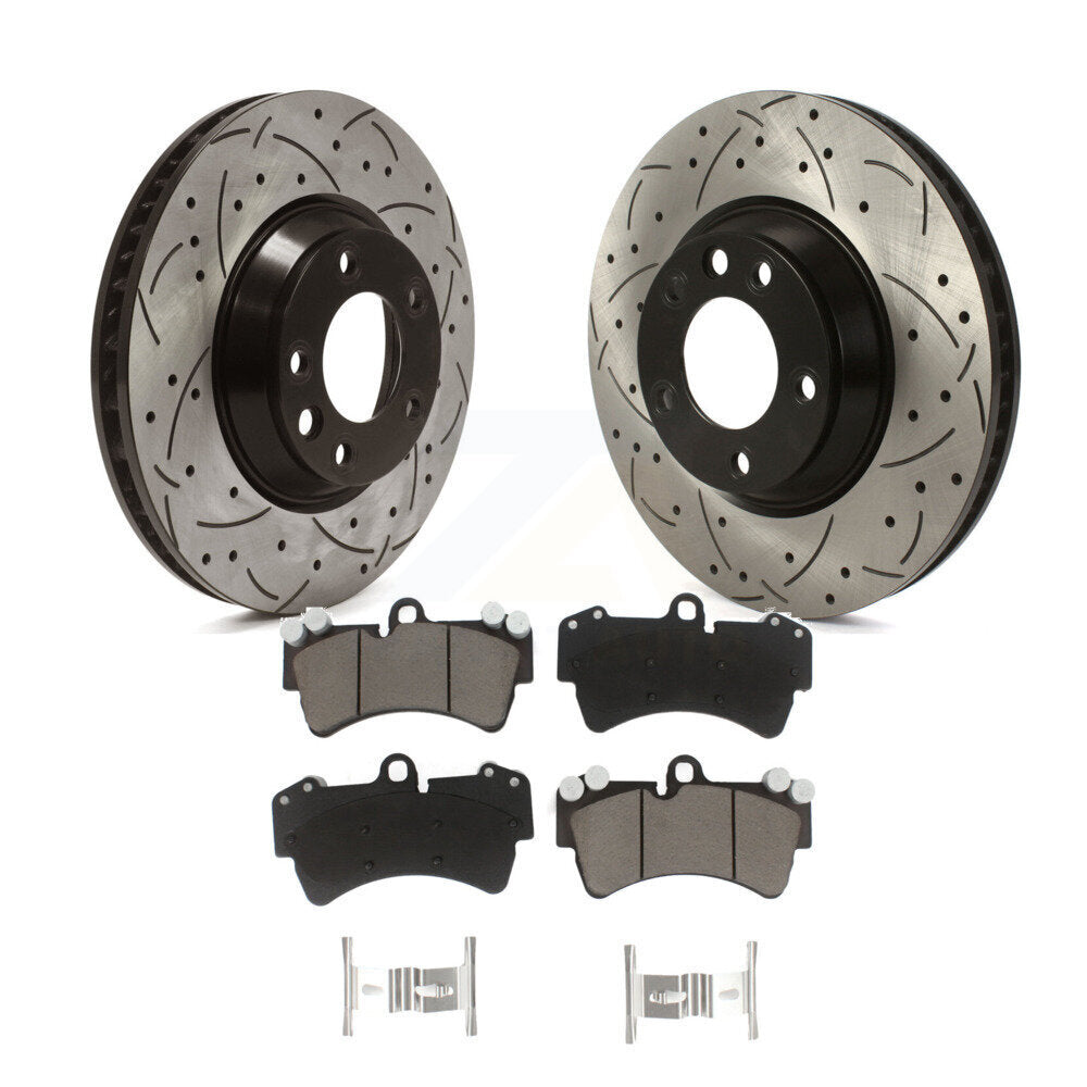Drill Slot Brake Rotor Ceramic Pad Front Kit For Audi Q7 Porsche Cayenne Touareg