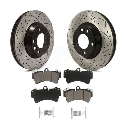 Drill Slot Brake Rotor Ceramic Pad Front Kit For Audi Q7 Porsche Cayenne Touareg
