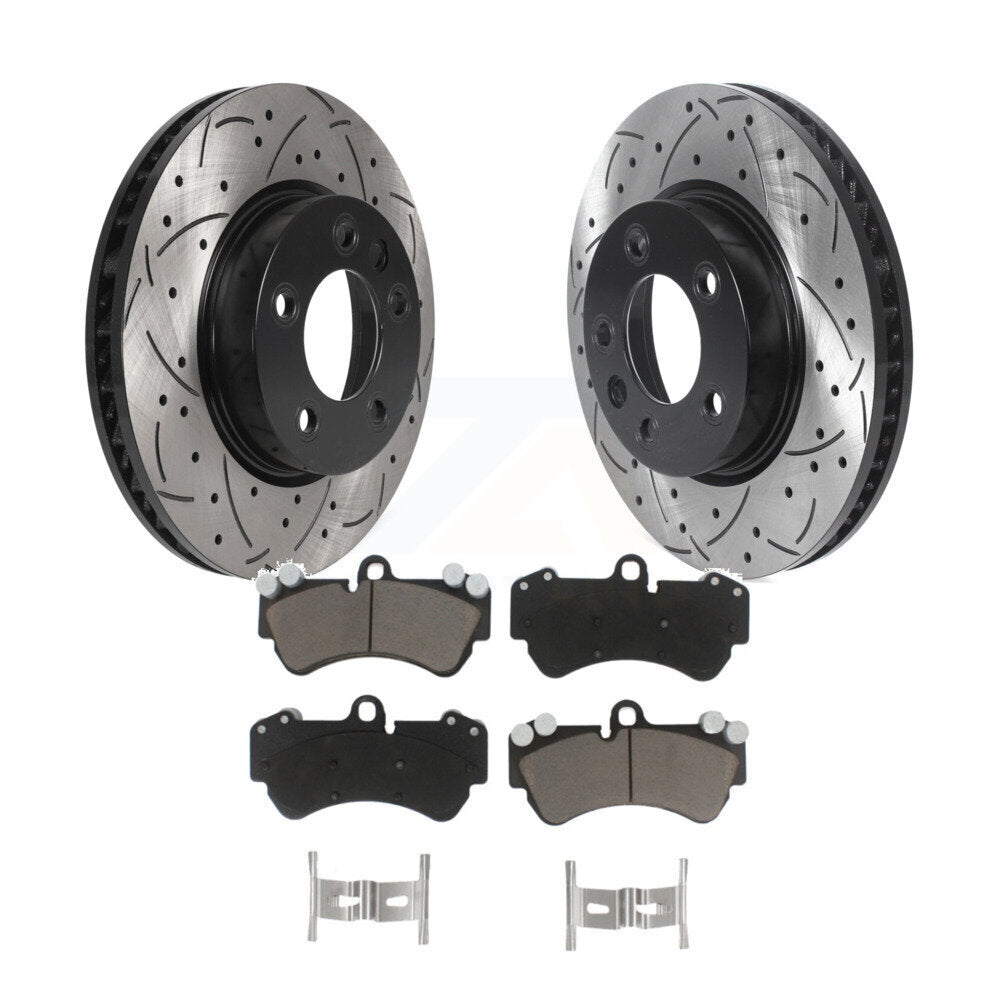Drill Slot Disc Brake Rotor Ceramic Pad Front Kit For Porsche Cayenne Volkswagen