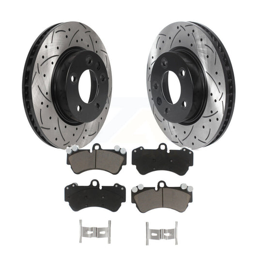 Drill Slot Disc Brake Rotor Ceramic Pad Front Kit For Porsche Cayenne Volkswagen