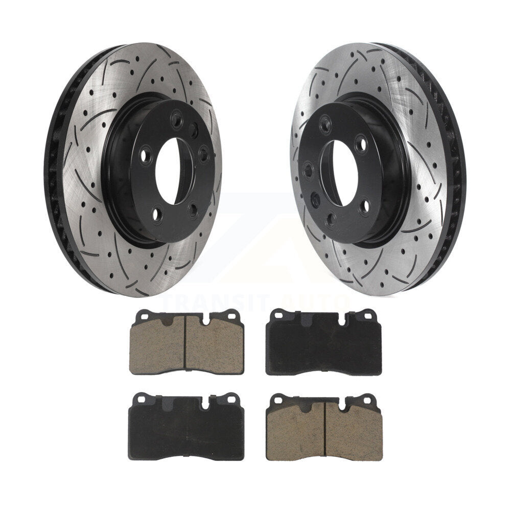 Coated Drill Slot Disc Brake Rotors Ceramic Pad Front Kit For Volkswagen Touareg