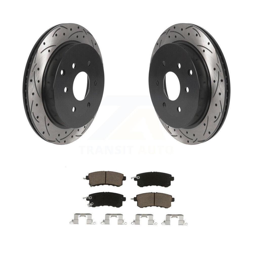 Drill Slot Brake Rotor Ceramic Pad Rear Kit For INFINITI QX80 Nissan Armada QX56